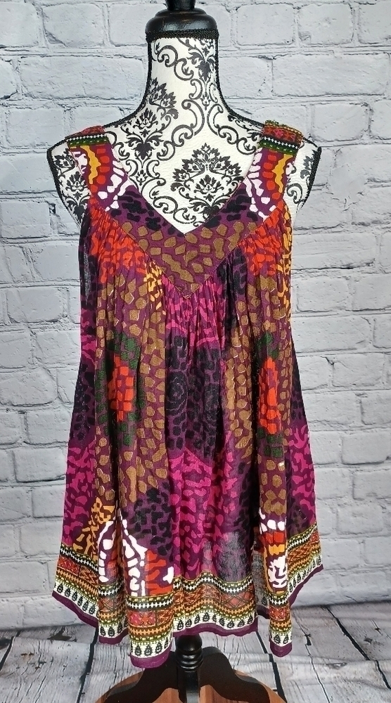 Scared Threads women's sleeveless geometric print top free size semi sheer b19